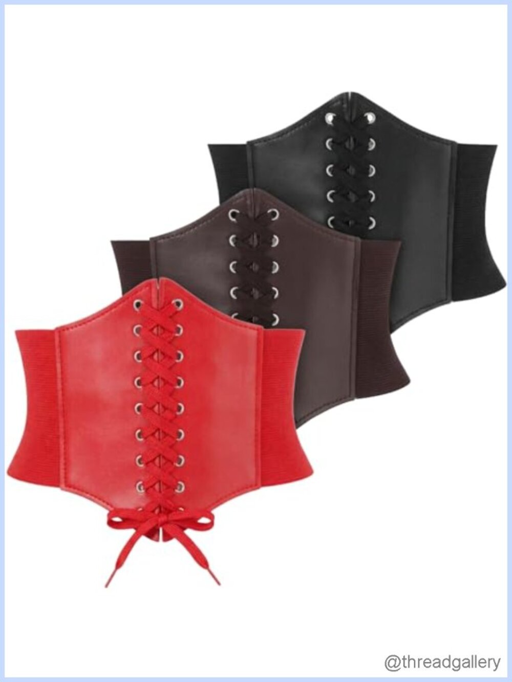 3 Pc Elastic Corset Belt Set Renaissance Tied Waistband for Halloween Costume